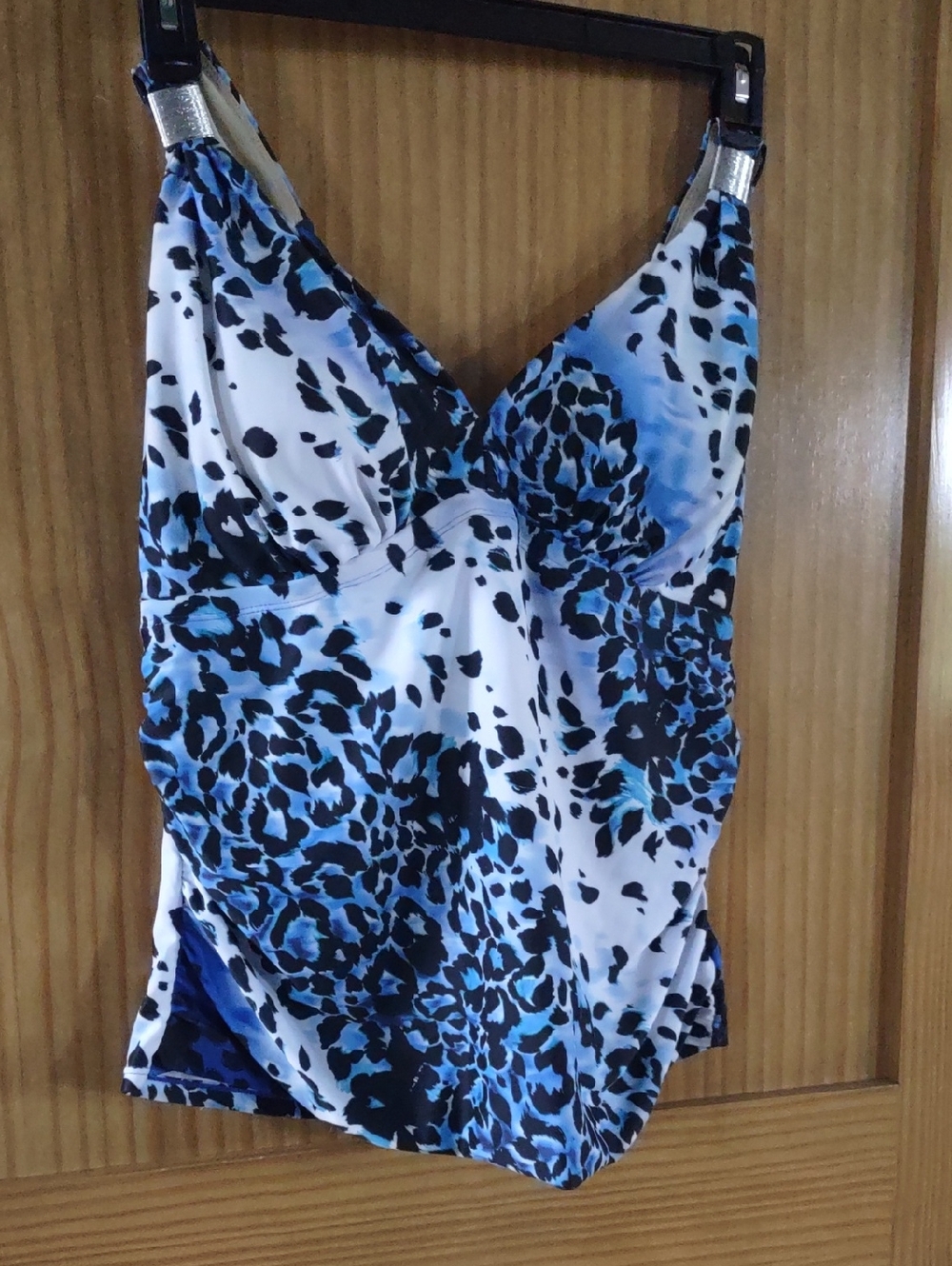 Size 18 Swimsuits For All Blue and Black Trim Swim Top